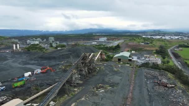 Old Disused Mining Plant Located Close Fragile Part Coastline Close — стоковое видео