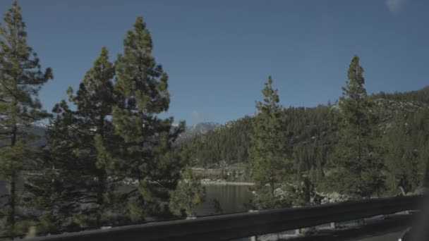 Beautiful Lake Tahoe Mountains Seen Back Seat Car Road — Vídeo de Stock