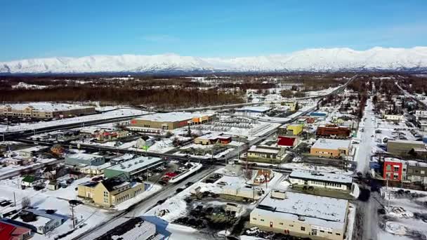 30Fps Video Udara Dari Pusat Kota Palmer Alaska — Stok Video