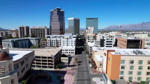 Aerial Pullout Augustine Cathedral Tucson Arizona — Stock Video