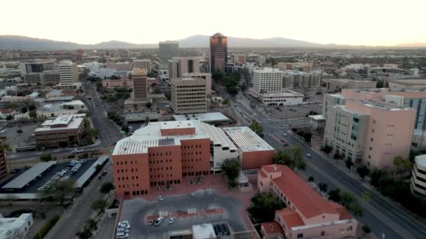 Empuje Aéreo Tucson Skyline Sunrise Arizona — Vídeo de stock