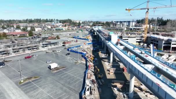 Cinematic Aerial Drone Footage Lynnwood Transit Center Park Ride Construction — Stok Video