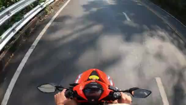 Pov Dirigir Scooter Uma Estrada Tailandesa Recentemente Renovada Sem Luvas — Vídeo de Stock