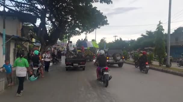 Timoresi Lungo Strade Durante Una Manifestazione Costruzione Della Campagna Elettorale — Video Stock