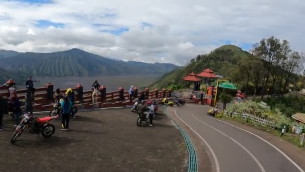 Perspective Person Looking View Mount Bromo Top Moving Car — 비디오
