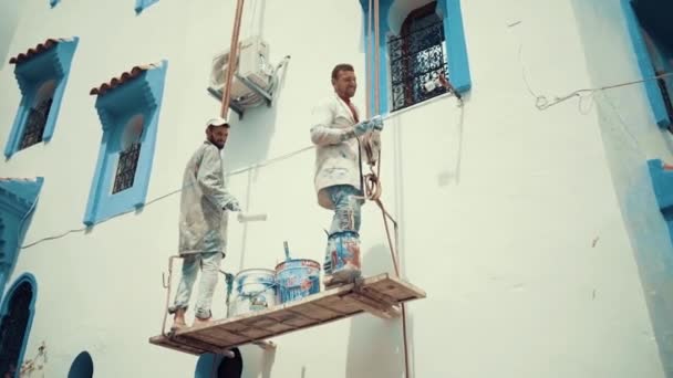 Prainers Reprinting Building Exterior Chefchaouen City Morocco — Video Stock