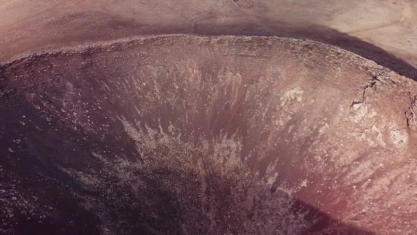 Der Krater Des Lajares Vulkans Auf Fuerteventura Aus Der Luft — Stockvideo
