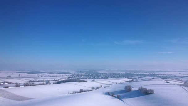 Zima Rozległych Równinach Pobliżu Miasta Zistersdorf Weinviertel Dolna Austria Szeroki — Wideo stockowe