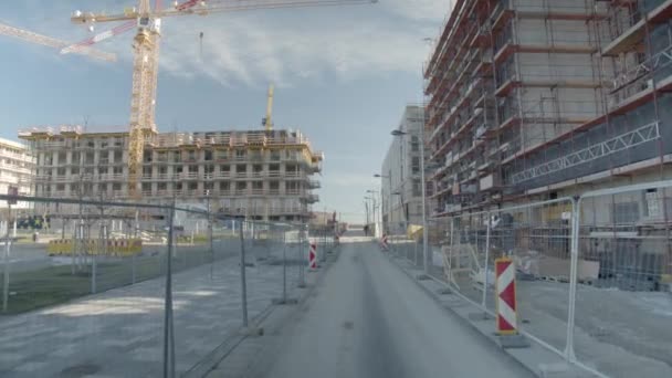 Daytime Scene Building Construction Site Vienna Austria Wide — Stok video