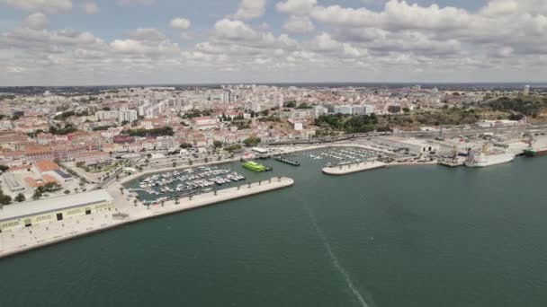 Vista Panorámica Del Puerto Deportivo Ciudad Doca Comrcio Setúbal Portugal — Vídeos de Stock