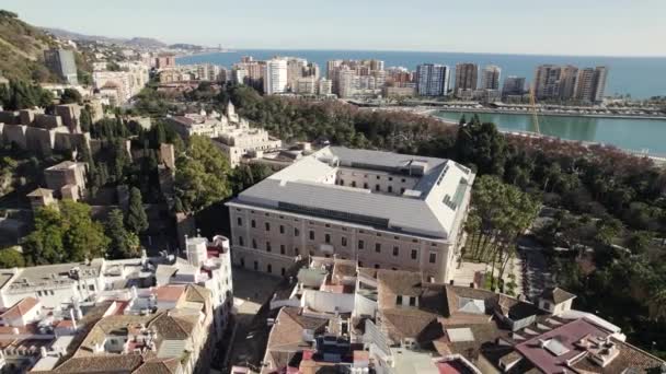 Alcazaba Kalesi Nin Yanındaki Malaga Güzel Sanatlar Müzesi Costa Del — Stok video