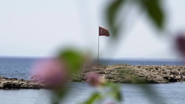 Viagem Patriotismo Infusão Uma Costa Turca Mediterrânea — Vídeo de Stock