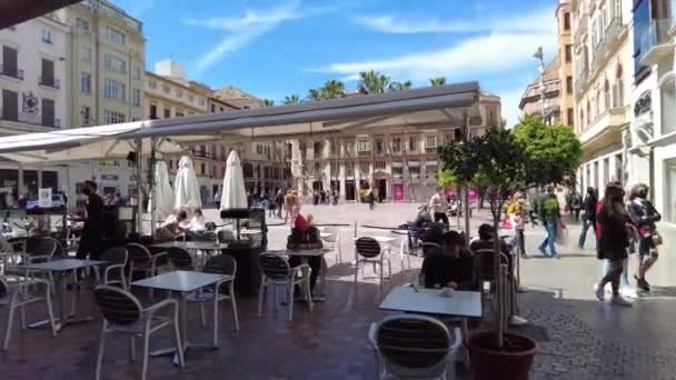 Restaurace Venkovním Nábytkem Nachází Slavném Náměstí Plaza Constitucion Centru Města — Stock video