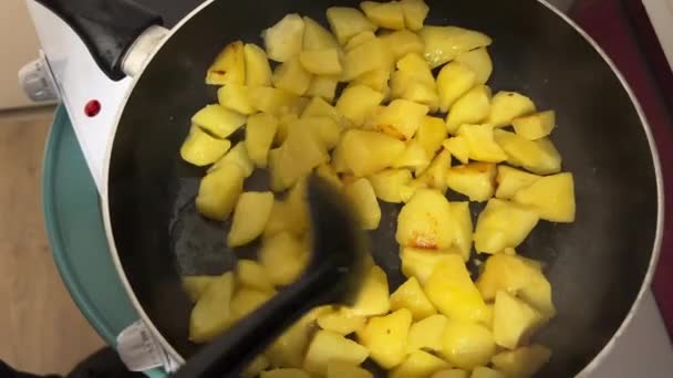 Τηγάνισμα Πατάτες Μια Κατσαρόλα — Αρχείο Βίντεο