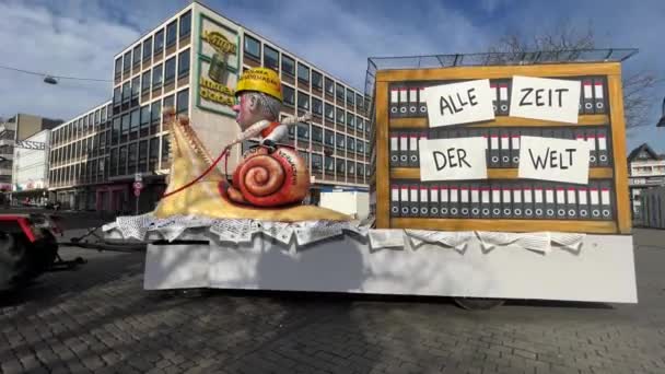 Carnival Floats Being Pulled Tractors Cologne Main Parades Were Cancelled — Video Stock