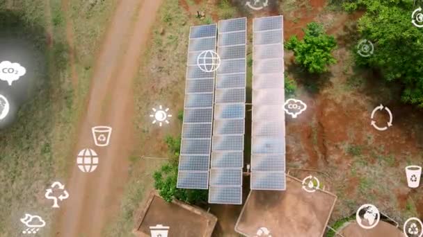 太阳能电池板抽水肯尼亚农场 气候变化巴黎协定 环境保护的概念 可再生能源 可持续发展目标 — 图库视频影像