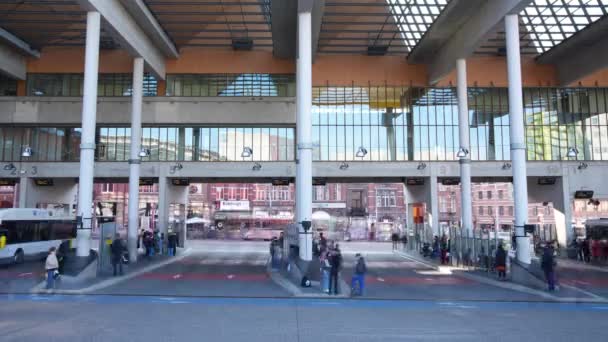 Terminal Estación Autobuses Lovaina Time Lapse Bélgica — Vídeos de Stock