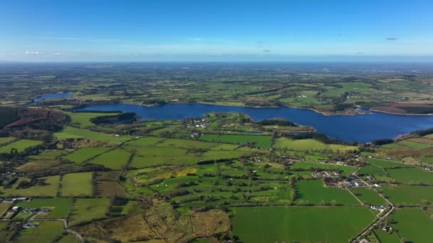 Blessington Lakes Wicklow Ireland March 2022 Drone Tracks South Liffey — Stock Video