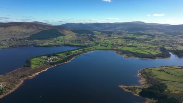 Blessington Lakes Wicklow Irlandia Maret 2022 Drone Trek Timur Atas — Stok Video