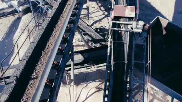 Close Aerial View Crushed Stone Quarry Machine Sand Separator Close — Video