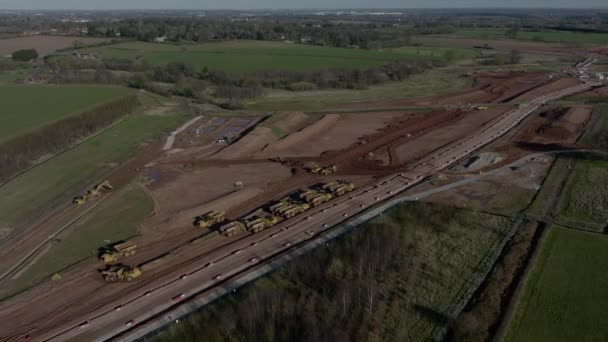 Budowa Kolei Ciężkie Maszyny Roślinne Praca Szybkich Dwóch Coventry Lotu — Wideo stockowe