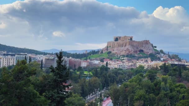 Αθήνα Ακρόπολη Στον Ορίζοντα — Αρχείο Βίντεο