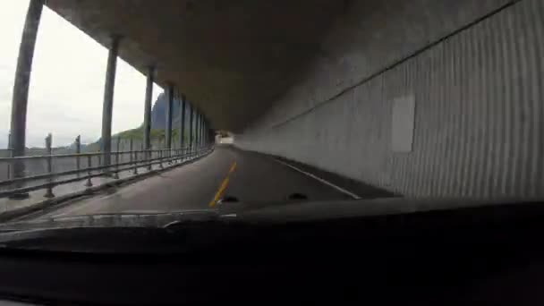 Vue Voiture Mouvement Beau Paysage Hamnoy Sakrisoy Norvège Lofoten Île — Video