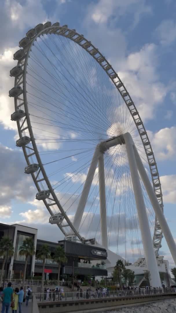Vídeo Vertical Roda Observação Ain Dubai Dia Parcialmente Nublado — Vídeo de Stock