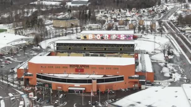 Pesawat Tak Berawak Mengitari Stadion Sepak Bola Boras Arena Yang — Stok Video