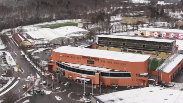 Drone View Boras Arena Football Stadium Sweden Winter Season Home — Wideo stockowe