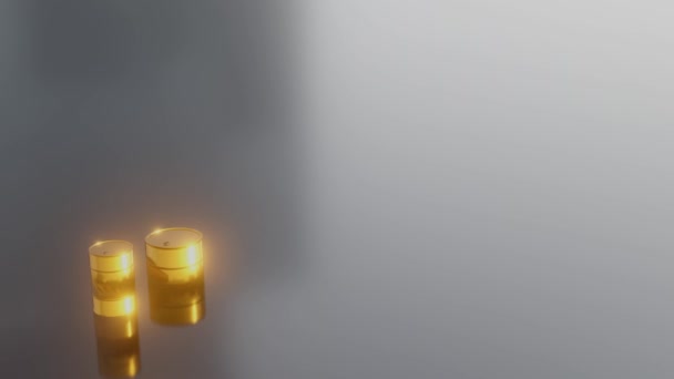 Золоті Нафтові Барелі Демонструють Представляють Високу Ціну Концептуальна Анімація Рендеринга — стокове відео