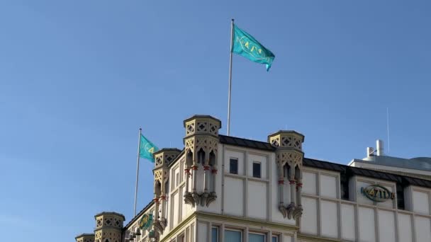 Drapeaux Sur Toit Bâtiment 4711 Cologne Allemagne Bâtiment Est Site — Video