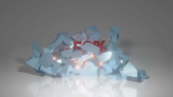 Percent Discount Collapsing Cube Revealing Text Rendering Sales Concept Animation — Video