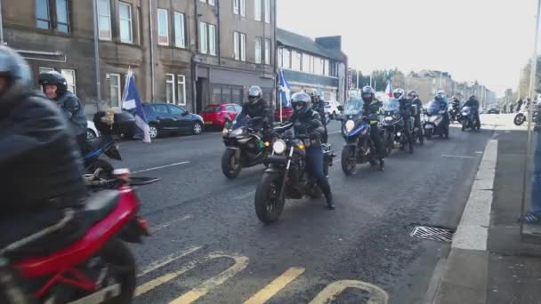 Group Bikers Riding Scottish Independence Rally Paisley — Video