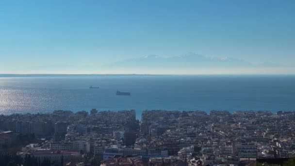 Incredibile Salonicco Grecia Vista Del Monte Olimpo — Video Stock