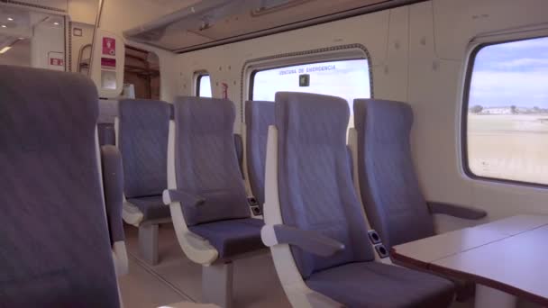 Baleado Numa Carruagem Vazia Comboio Alta Velocidade Espanha Valência Barcelona — Vídeo de Stock