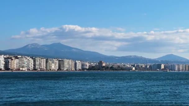 Thessalonique Grèce Avec Les Montagnes Horizon — Video