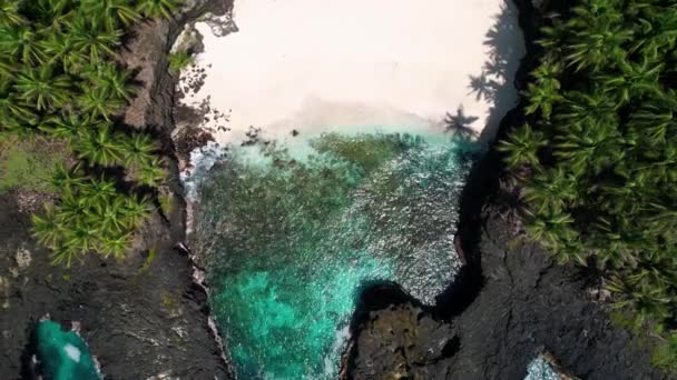 Aerial View Escada Beach Ilheu Das Rolas Island Sao Tome — Stockvideo