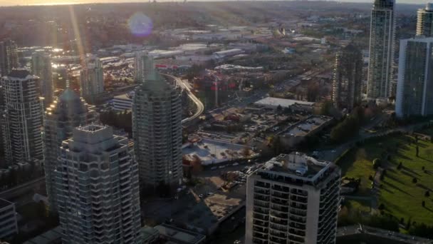 Aerial View Downtown Burnaby Brentwood Town Centre Skytrain Station Burnaby — Stockvideo