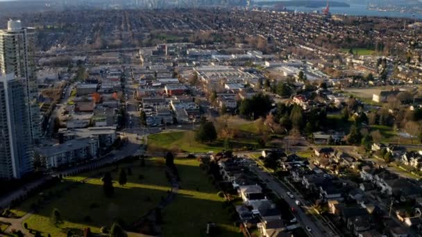 Pemandangan Scenic Urban Town City Center Burnaby Pengambilan Gambar Udara — Stok Video