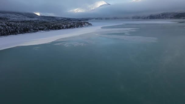 Drone Footage Cooper Landing Cold Winter Day — Vídeo de stock