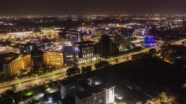 Zeitraffer Der Flughafenstadt Der Nacht — Stockvideo