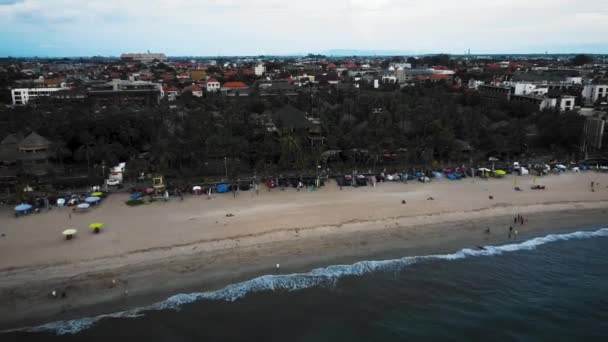 Mooie Kuta Seminyak Double Six Beach Drone Beelden Bali Deze — Stockvideo