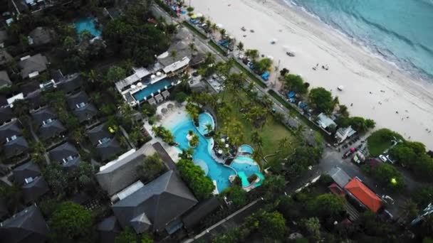 Hermosa Grabación Aviones Tripulados Kuta Seminyak Double Six Beach Bali — Vídeos de Stock