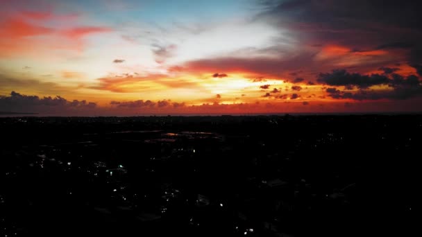 Wonderful Denpasar City Drone Night Houses Traffic Footage Bali Footage — Vídeo de stock
