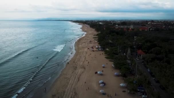 Beautiful Kuta Seminyak Double Six Beach Drone Footage Bali Footage — Stock Video