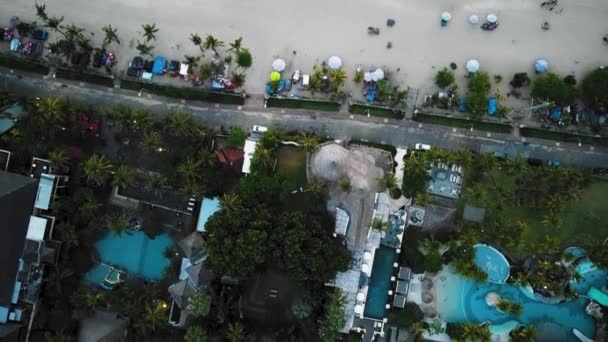 Vakre Kuta Seminyak Double Six Beach Droneopptak Bali Dette Ble – stockvideo