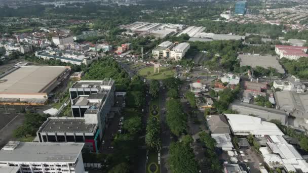 Kreisverkehr Jakarta Indonesien Kreuzt Sich Der Verkehr Morgendlichen Berufsverkehr Statische — Stockvideo