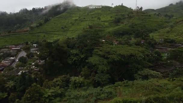 Scenisk Puncak Pass Västra Java Indonesien Flygdrönare Skott — Stockvideo