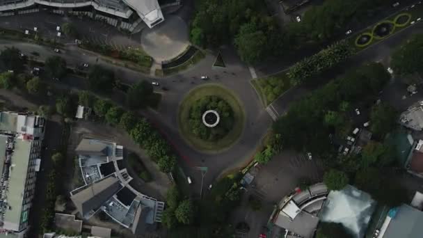 Vue Haut Rond Point Des Bâtiments Avec Scène Circulation Diurne — Video